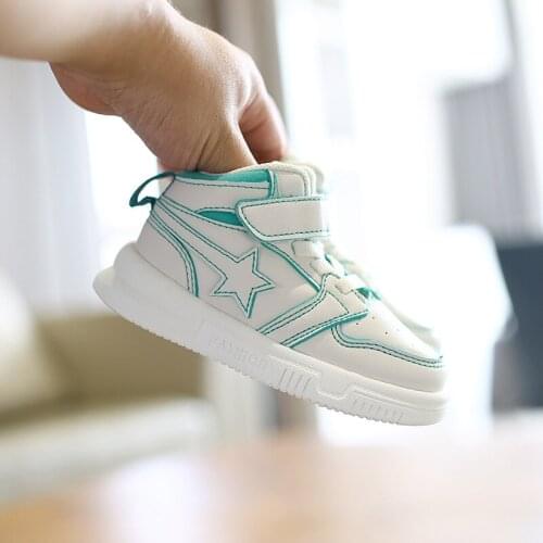 2021 Girls Sports Microfiber Leather Breathable Baby Kids Board Shoes Boys High Top Basketball Shoes