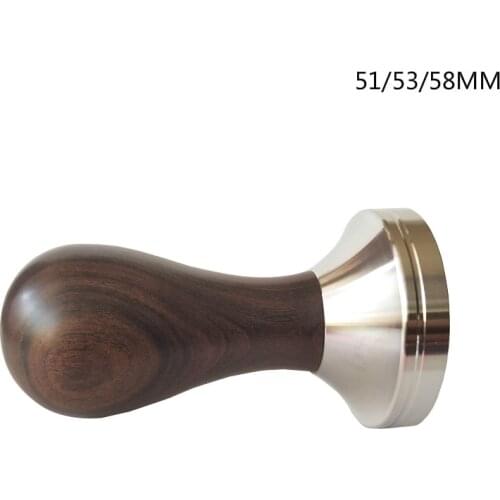 304 Stainless Steel Base Chacate Preto Wood Handle Tamper Coffee Powder Hammer 51/53/58mm Customized Coffee Accessories