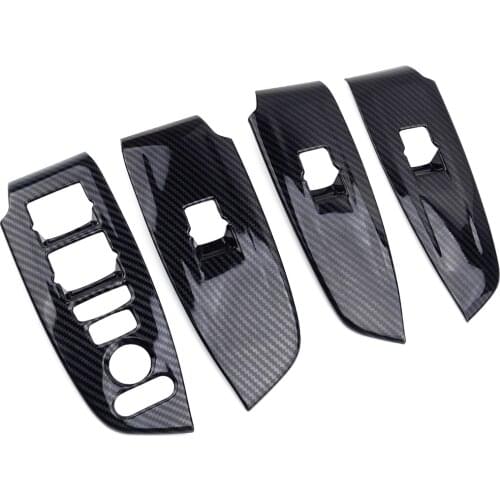 4pcs Car Black Carbon Fiber Style Inner Door Window Lift Switch Button Panel Cover Trim ABS Fit For Honda Accord 2018 2019