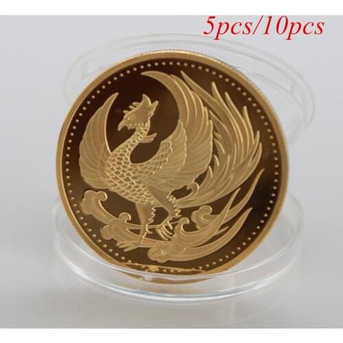 5pcs/10pcs Japan Golden Coins Phoenix Imperial chrysanthemum emblem Souvenir coins