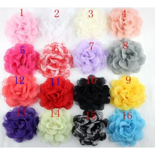 5pcs/lot DIY Lace Chiffon Flowers For Girls Hair Flowers Headband Handmade Clothing Shoes Accessories
