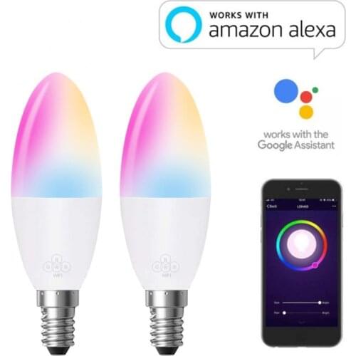 6W Wifi Multi-Color LED Smart Candle Light Bulb App Smart Life Remote Voice Control Smart Home Control For Alexa Google Home