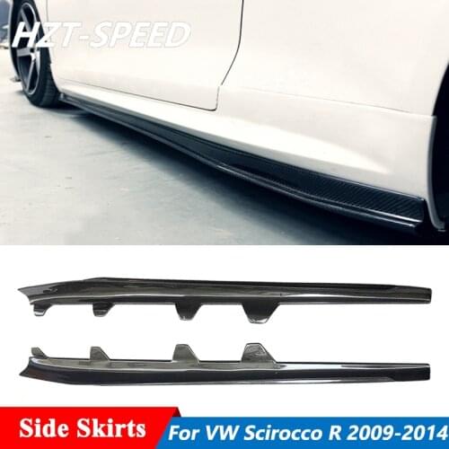 KT Style Carbon Fiber Side skirts Aprons Lip Extensions For Volkswagen Scirocco R Bumper Car Body Kit 2009-2014
