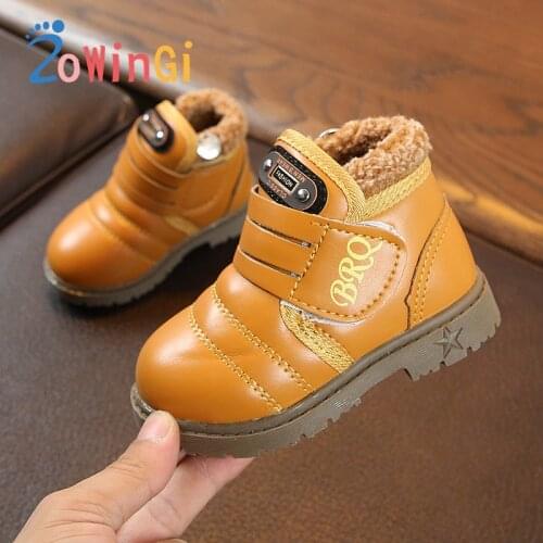 Size 21-30 Winter Warn Snow Boots for Children Martin Boots bota infantil menina PU Leather Girls Warm Cotton Snow Boots for Boy