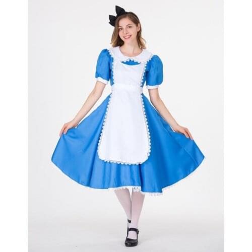 Halloween Anime Alice In Wonderland Blue Party Princess Queen Cosplay Costume Anime Sweet Lolita Sissy Maid Fancy Dress