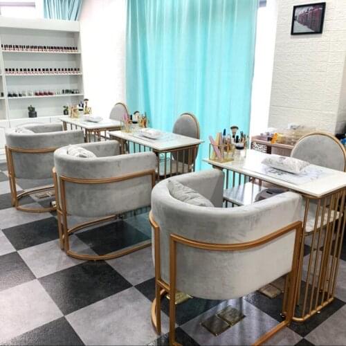 Ins Nordic marble net red manicure table iron single double manicure table table table chair set