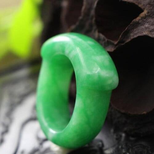 Natural Burma Jade Saddle Ring Mens Diameter 20mm Gemstone Jewelry