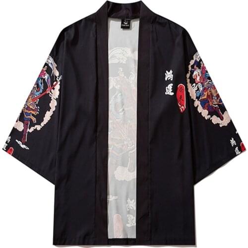 Black Kimono Pants Set Cardigan Cosplay Shirt Women Yukata Men Traditional Haori Beach Haori Japanese Cartoon Asia Clothing