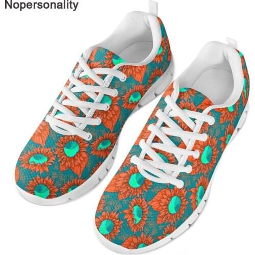 Nopersonality Fashion Women Shoes Breathable Mesh Sunflower Print Mesh Sneakers for Women Lightweight Mesh Ladies Flat Shoes