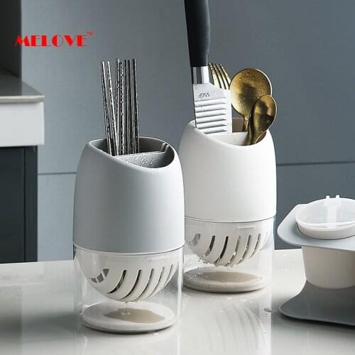 Kitchen Cutlery Storage Tray Knife Tableware Organizer Spoon Fork Storage Box Drain Chopsticks Plastic Container Kitchen Tray