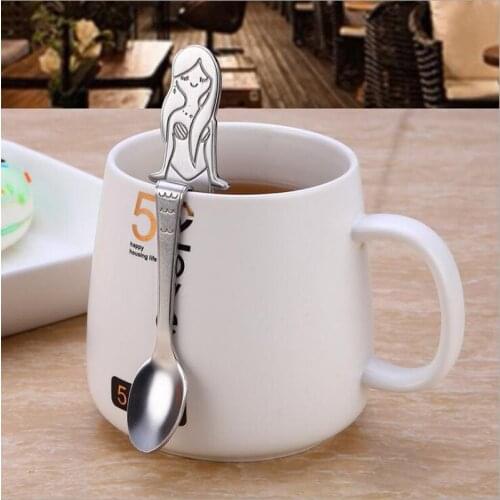 Mermaid Spoon Mini Handle Coffee Spoons Flatware Stainless Steel Drinking Tools Cup Accessories Scoops Creative Kitchen Gadget