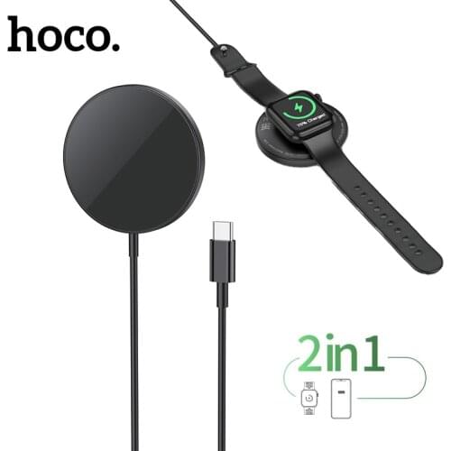 Hoco 2 in 1 Qi 15W Magnetic Wireless Phone Charger For iPhone 12 Pro Max USB Fast Charging Device For Apple Watch 6 5 4 3 2 1 SE