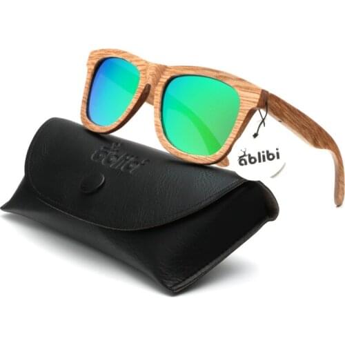 Ablibi 100% Natural Bamboo Wooden Sunglasses for Men Womens Mirrored Coating Polarized Brand Designer Sun Glasses in Wood Box
