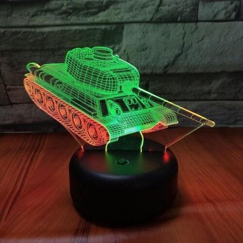 German Combat Vehicle 3d Vision Nightlight Creative Colorful Touch Charging 3D Led Night Light Novelty Led Usb 3d Lamp