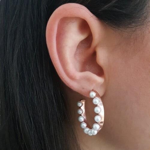 New Hot Trendy 925 Sterling Silver Fashion Hoop Earrings For Women Earring Birthday Gift Fine Jewelry Pearl Luxury Accessories