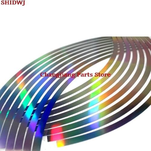 New PVC 10/12/14/18 inches laser Motorcycle Stickerwheel rim tape for motorcycle and car reflective 16 stripes