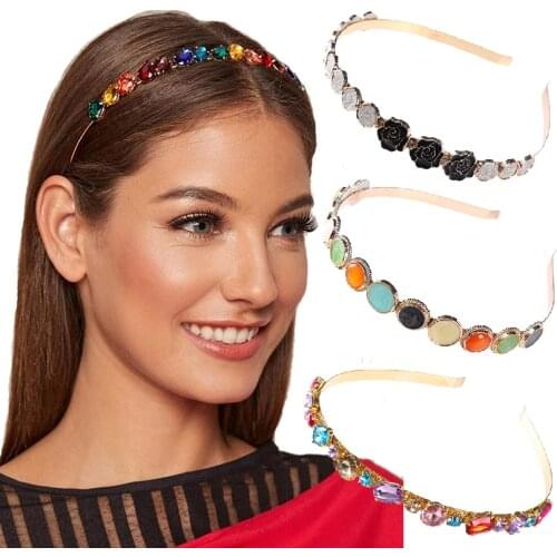 Crystal Headbands For Women Rhinestone Hair Accessories Pearl Hairbands for Girls Crown Flower Hair Hoop Head Wrap Ornaments