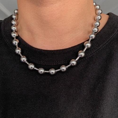 8mm/10mm/12mm Punk Cool Stainless Steel Ball Chain Necklace Choker Jewelry for Women or Men 7inch-40inch