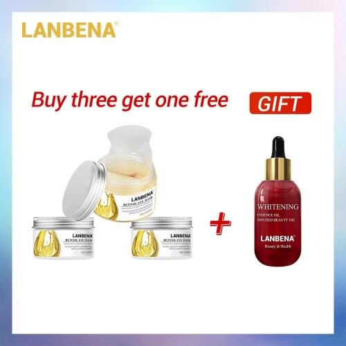 LANBENA Buy 3 Get 1 Gift Retinol Eye Patches Eye Mask Firming Reduces Eye Lines Dark Circles Bags 3PCS+Whitening Essential Oil