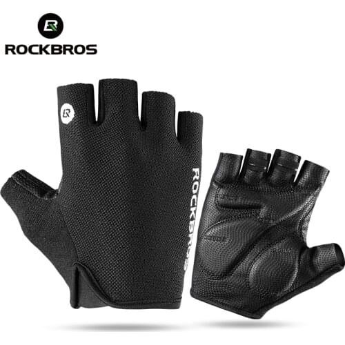 ROCKBROS Bicycle Bike Half Fingger Gloves Shockproof Breathable Men Women Summer MTB Mountain Sports Gloves Cycling Clothings