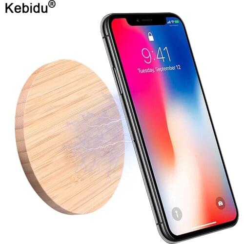 Kebidu Portable Qi Wireless Charger Slim Wood Charging Pad For iPhone 8 Plus X Wireless Phone Charger For Samsung S6 S7 S9 S8