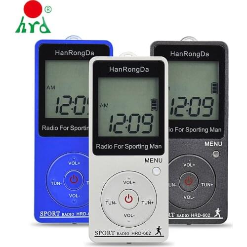 HanRongDa HRD-602 Portable Radio Receiver FM/AM Radio LCD Display Lock Button Pocket Radio with Earphone FM76-108MHZ,9KHZ/10KHZ