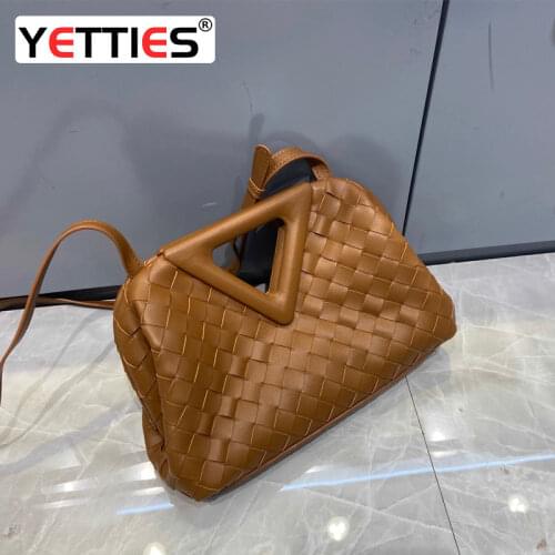 Luxury Inverted Triangle Messenger Bag for Women 2021 New Small Portable Fashion Shoulder Bag Woven Bag Cloud Bag Clip Bag