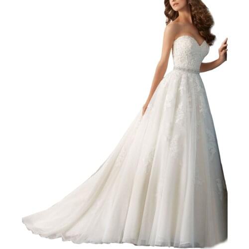Luxury Beaded Lace Applique Ball Gown Wedding Dresses 2020 New Sweetheart Princess Lace-up wedding dresses