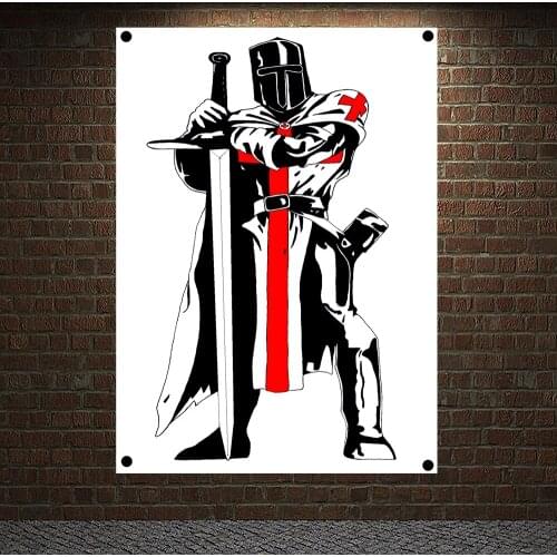 Knights Templar Armor Posters Mural Wallpaper Wall Decor Vintage Crusader Banners Flag Wall Hanging Wall Sticker Home Decoration