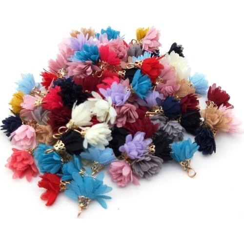 New 20pcs Colorful Flower Pendant Tassels Diy Earrings Fabric Jewelry Making Sewing Fringe Tassel For Women Multilayer Tassel