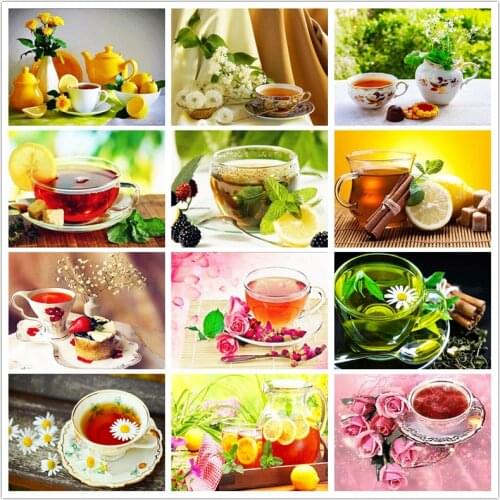 SHAYI DIY 5D Diamond Painting Fruit Beverage Scenery Mosaic Embroidery Cross Stitch Landscape Home Drawing Room Decoration