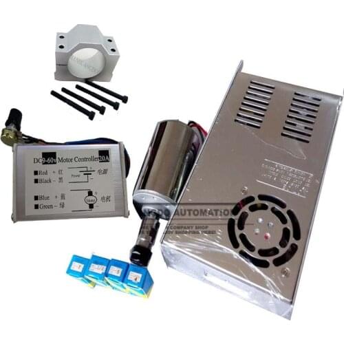 Cnc spindle 200W air cooled 0.2kw milling Motor & spindle speed power converter &52mm clamp &5pcs er11 collet for DIY