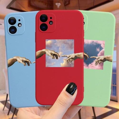 Mona Lisa Art David Lines Original Liquid Silicone Phone Case For iPhone 12 Mini 11 Pro XS MAX XR 7 8 Plus Shockproof Soft Cover