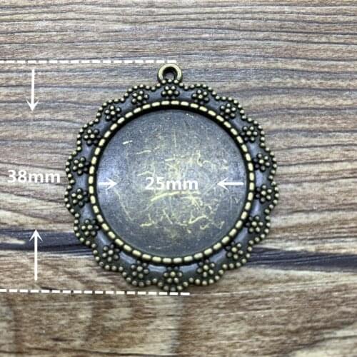 2pcs 25mm Glass Cabochon Alloy Material Cameo Base Setting Jewelry Findings Pendant Bracelet Jewelry Making #0041