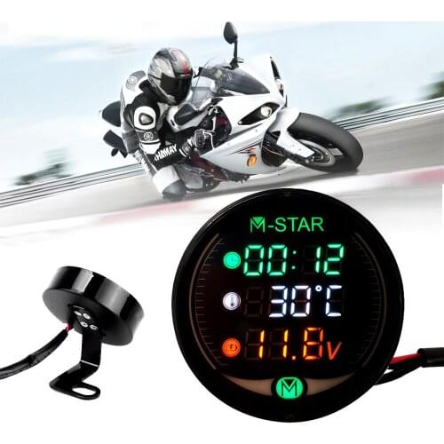 LED 3-in-1 Motorcycle Meter 12V Waterproof Time Temperature Voltage Display Table For Yamaha TRX850 FZR400 BT1100 XJR400 MT07