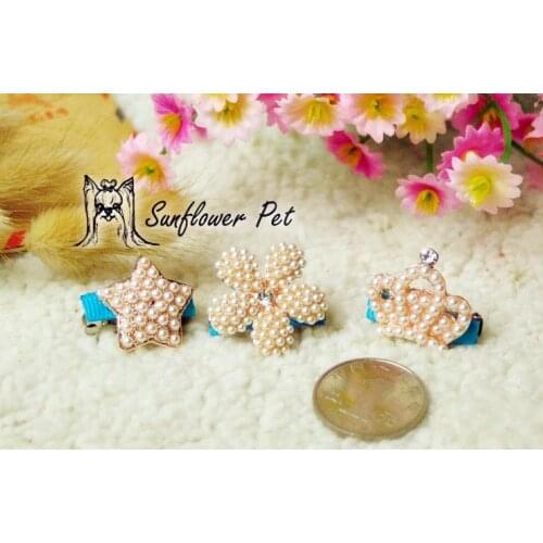 Teddy yorkshire pearl clip series pet hair accessory hairpin 12pcs/lot