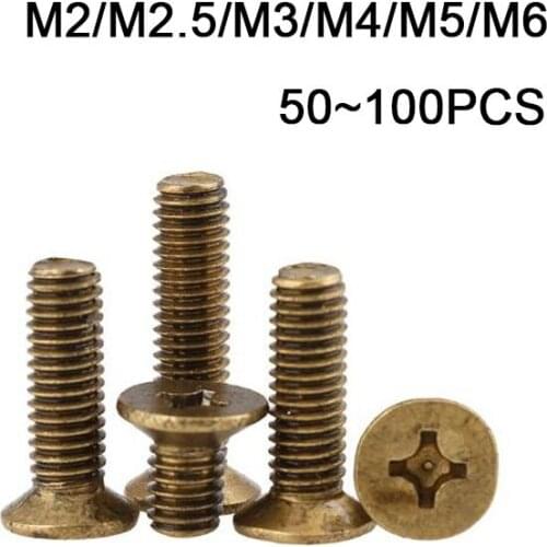 Cross Countersunk Head Screws Screws Countersunk Head Machine Screws Free Shipping M2M2.5 M3M4M5M6 Copper Sinking Head Phillips