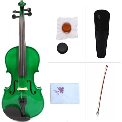 Yinfente Green Acoustic Violin 3/4 4/4 Maple+Spruce Hand made Sweet Tone Free Case+bow+Cable#VL1