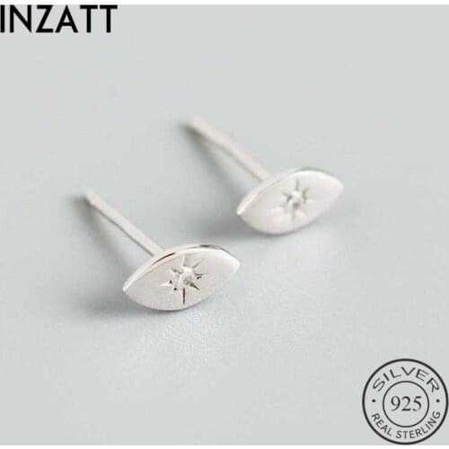 INZATT Real 925 Sterling Silver Zircon eye Stud Earrings For Fashion Woman Party Punk Fine Jewelry 2020 Cute Accessories Gift