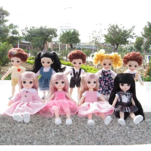 1/12 Bjd Doll 16cm 13 Joints Plastic Baby Clothes Shoes Daily Casual Accessories Dress Up Fashion Dolls For Girls Toys DIY Gift