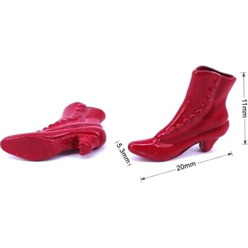 1 Pair 1:12 Dollhouse Miniature Accessories Mini Red Short Boots High Heels Shoes Princess Shoes Decor