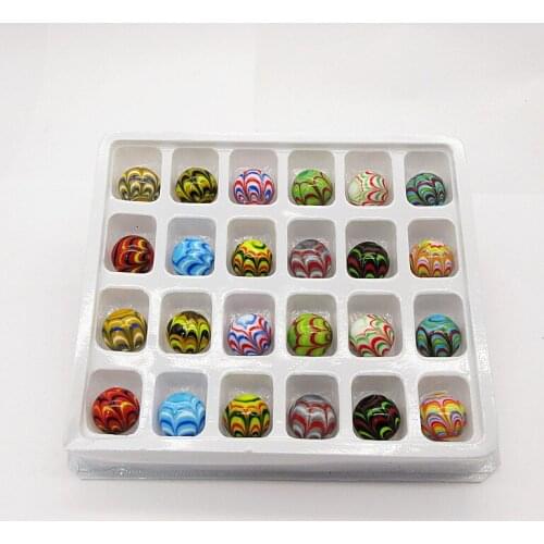 24pcs 16mm Custom wholesale new Multicolor handmade glass marble ball home decor accessories Art collection childrens game toys