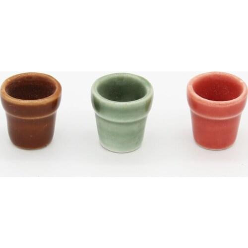 3Pcs 1/12 Scale Flowerpots Miniatures Dollhouse Garden Decoration Accessories