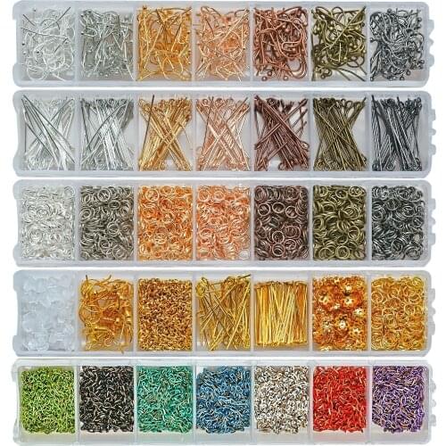 Alloy Accessories Jewelry Findings Box Set Beads Cap Earring Hook Jump Ring Hook Pin Lobster Clasp For Jewelry Making Findings