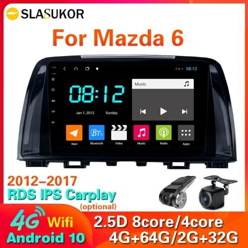 4G LTE 64G Rom 2 Din Android 10 For Mazda 6 3 GL GJ 2012 - 2017 Car Radio Multimedia Video Player Navigation GPS BT No 2din DVD