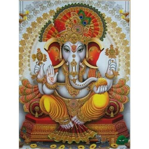 Buddha India Ganesha DIY Cross Stitch Embroidery 11CT Kits Needlework Craft Set Cotton Thread Printed Canvas Home Sell