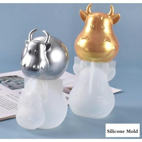 Diy Crystal Glue Mold Personality Creative Ox Year Bullish Cute Three-Dimensional Ox Year Mascot Silicone Mold