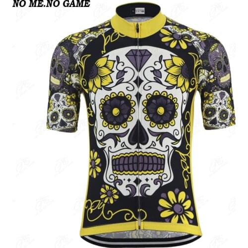 Summer 2020 NEW Skull Cycling Jersey Men black & Yellow Bike Clothing MTB Road racing Bicycle clothes Breathable bike Shirts