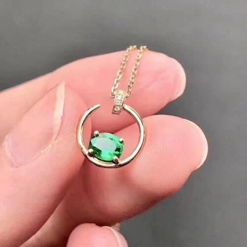 Hot Sale Emerald Necklace 925 Sterling Silver Fine Jewelry Emerald Pendant Party Jewelry Female BirthdayJewelry