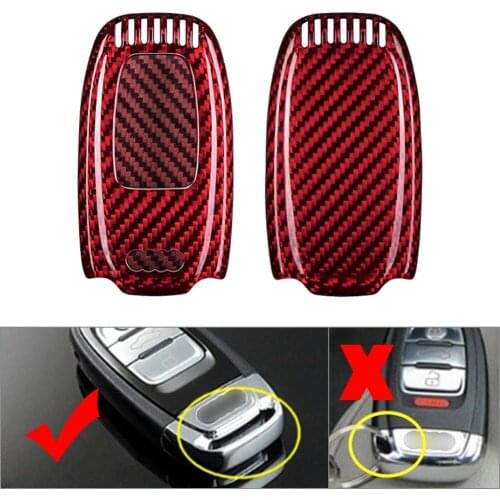 Red Car Remote Key Shell Cover Case Carbon Fiber Replacement for Audi A3 A4 A5 A6 A7 A8 S4 S5 S6 S7 RS TT Q2 Q3 Q5 Q7 R8 Quattro